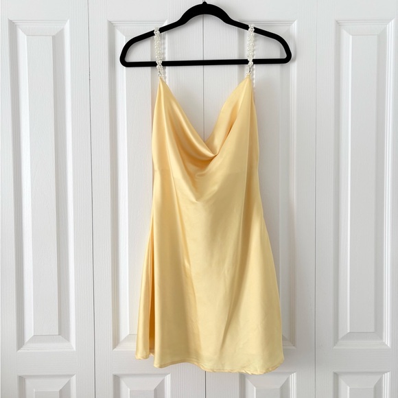 Beginning Boutique Yellow Satin Mini Dress - Picture 3 of 7
